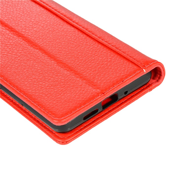 Litchi Texture Genuine Leather Wallet Stand Phone Cover for Huawei P30 Pro - Red-9