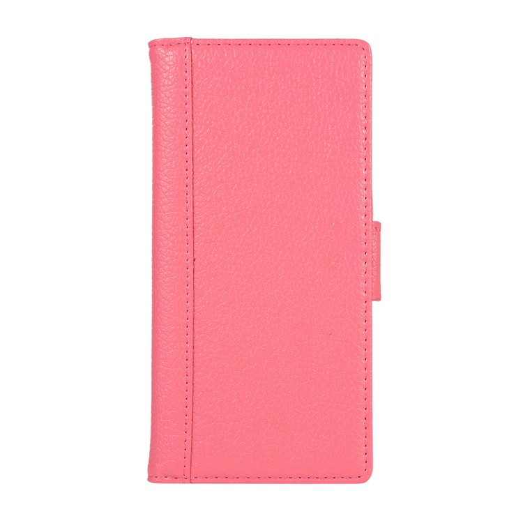 Litchi Texture Genuine Leather Wallet Stand Phone Cover for Huawei P30 Pro - Deep Pink-1