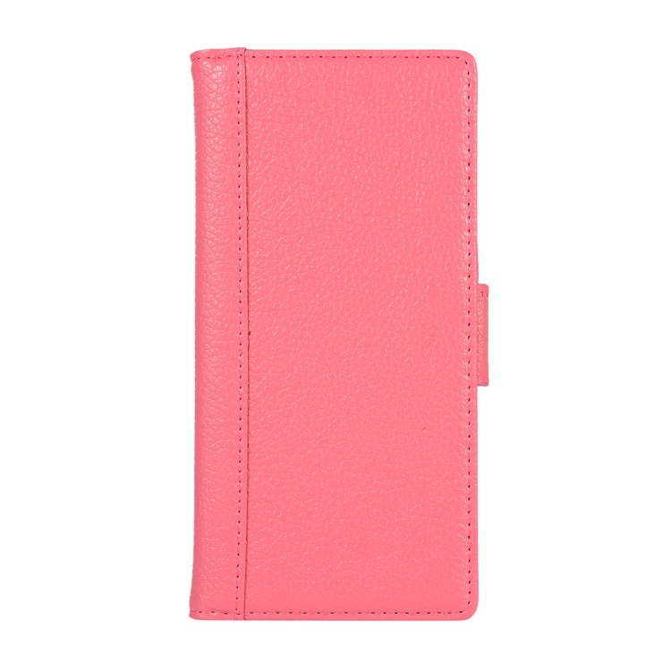 Litchi Texture Genuine Leather Wallet Stand Phone Cover for Huawei P30 Pro - Deep Pink-1