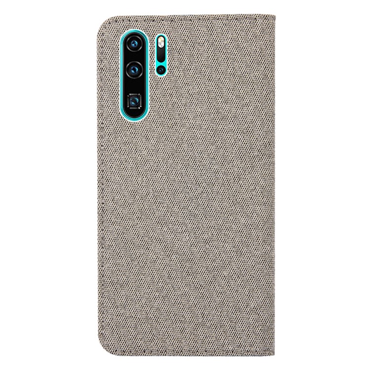 Linen Fabric PU Leather Card Storage Phone Case for Huawei P30 Pro - Khaki-2