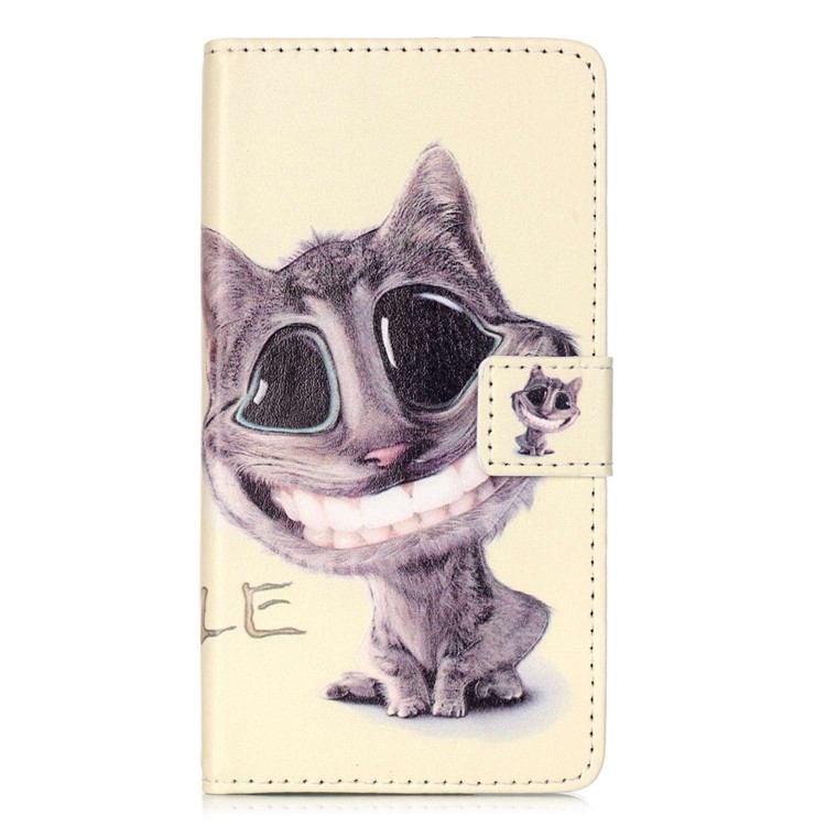 Embossment Leather Wallet Stand Case for Huawei P9 Lite - A Cat with Big Eyes-1