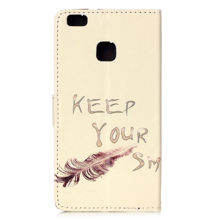 Embossment Leather Wallet Stand Case for Huawei P9 Lite - A Cat with Big Eyes-2