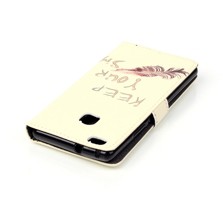 Embossment Leather Wallet Stand Case for Huawei P9 Lite - A Cat with Big Eyes-5