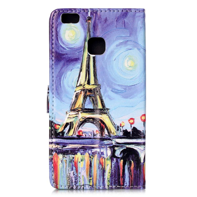 Embossment Leather Wallet Stand Case for Huawei P9 Lite - Oil Painting-2