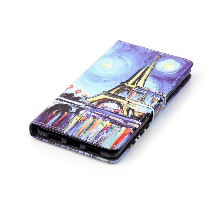 Embossment Leather Wallet Stand Case for Huawei P9 Lite - Oil Painting-4