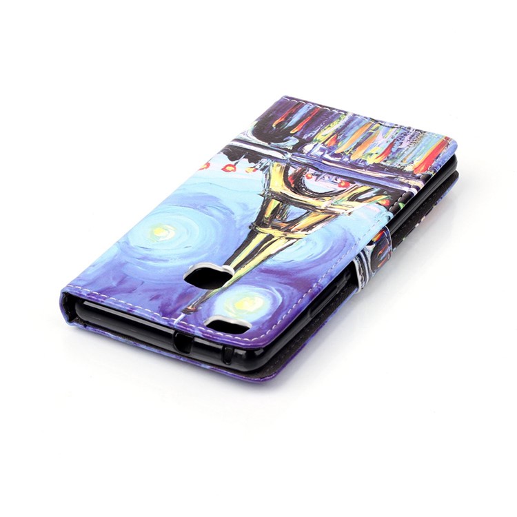 Embossment Leather Wallet Stand Case for Huawei P9 Lite - Oil Painting-5