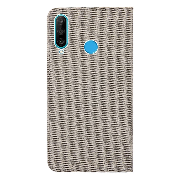 Linen Fabric PU Leather Card Storage Phone Case for Huawei P30 Lite / nova 4e - Khaki-2