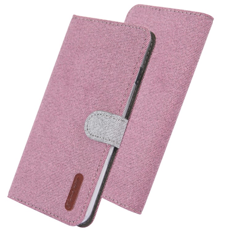 Linen Fabric PU Leather Card Storage Phone Case for Huawei P30 Lite / nova 4e - Pink-1