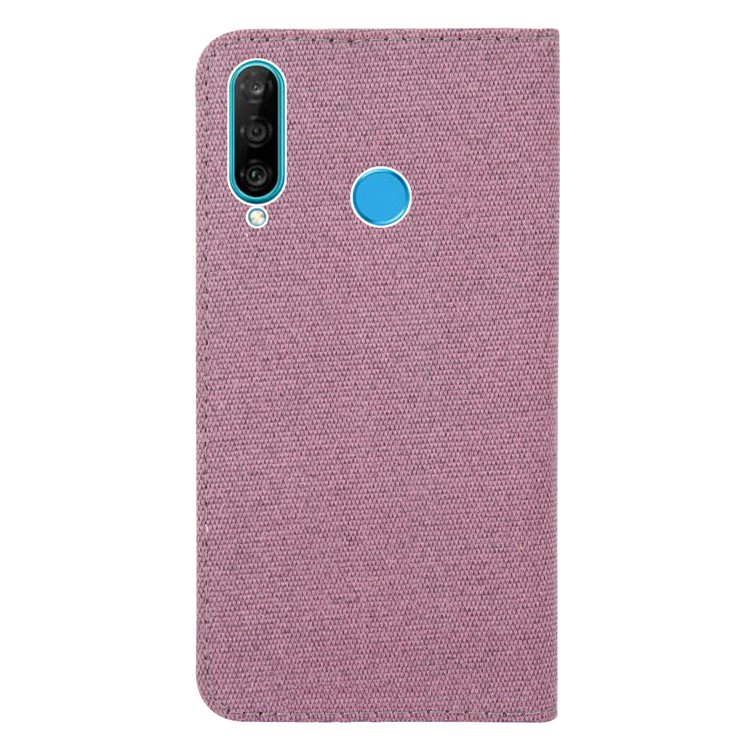 Linen Fabric PU Leather Card Storage Phone Case for Huawei P30 Lite / nova 4e - Pink-2