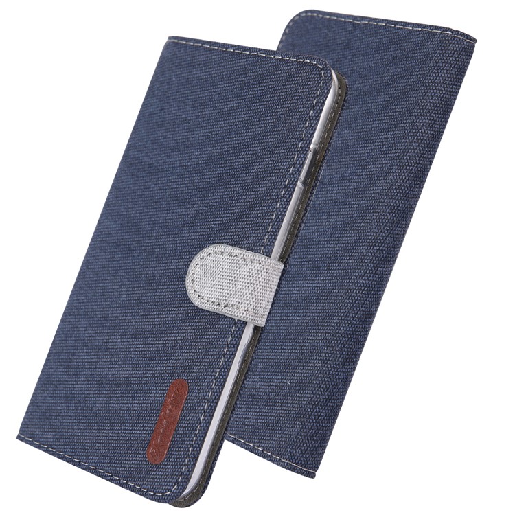 Linen Fabric PU Leather Card Storage Phone Case for Huawei P30 Lite / nova 4e - Dark Blue-1