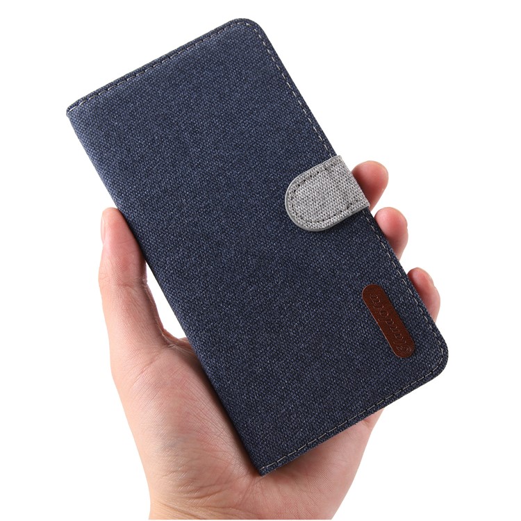 Linen Fabric PU Leather Card Storage Phone Case for Huawei P30 Lite / nova 4e - Dark Blue-4