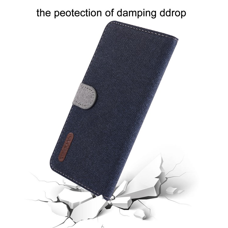 Linen Fabric PU Leather Card Storage Phone Case for Huawei P30 Lite / nova 4e - Dark Blue-5