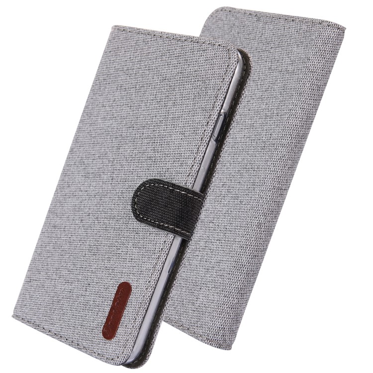 Linen Fabric PU Leather Card Storage Phone Case for Huawei P30 Lite / nova 4e - Grey-1