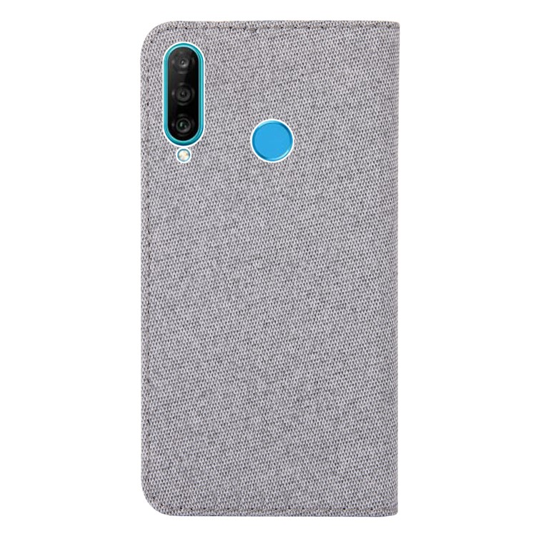 Linen Fabric PU Leather Card Storage Phone Case for Huawei P30 Lite / nova 4e - Grey-2