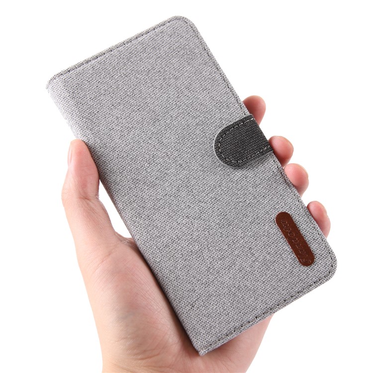 Linen Fabric PU Leather Card Storage Phone Case for Huawei P30 Lite / nova 4e - Grey-4