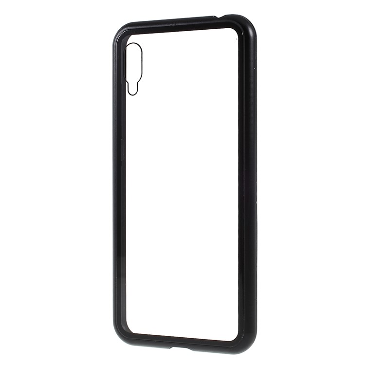 Detachable Magnetic Metal Frame + Tempered Glass Phone Case for Huawei Y6 Pro (2019)/Enjoy 9e - Transparent/Black-3