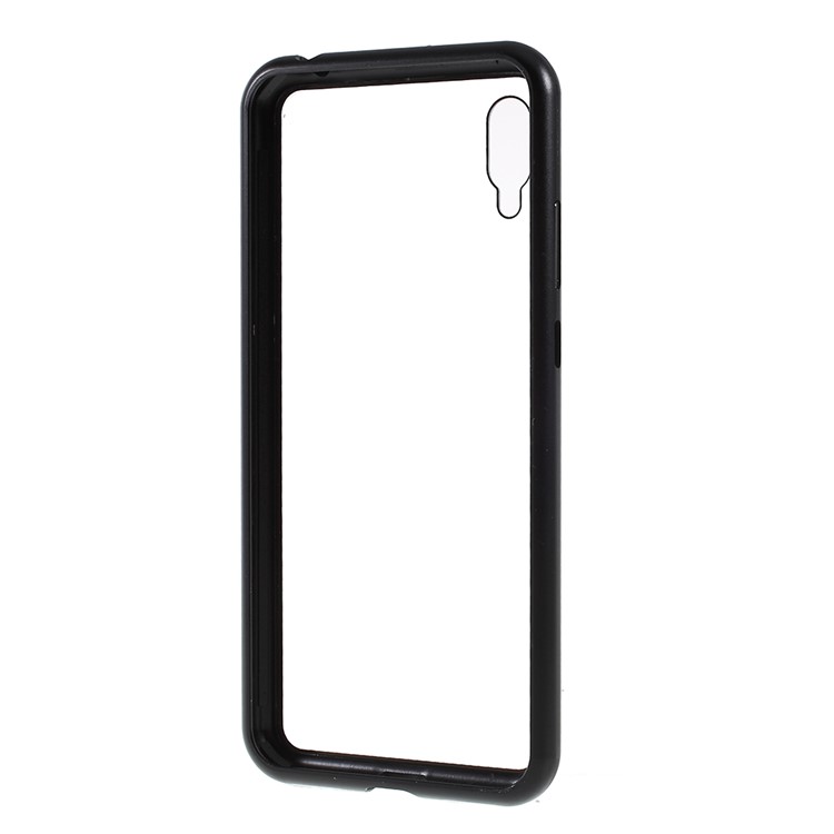 Detachable Magnetic Metal Frame + Tempered Glass Phone Case for Huawei Y6 Pro (2019)/Enjoy 9e - Transparent/Black-4