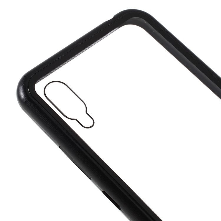 Detachable Magnetic Metal Frame + Tempered Glass Phone Case for Huawei Y6 Pro (2019)/Enjoy 9e - Transparent/Black-5