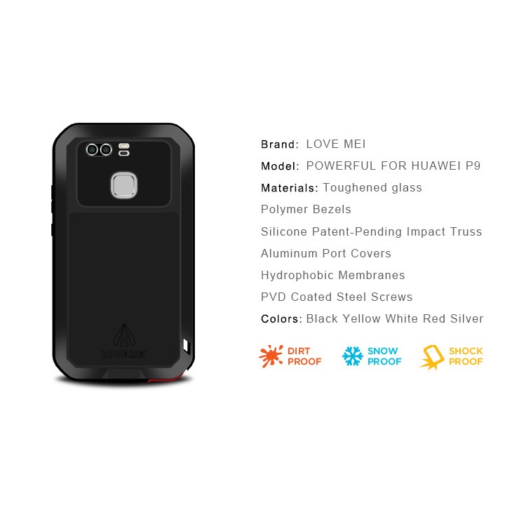 LOVE MEI for Huawei P9 Shockproof Dropproof Dustproof Protection Case - Black-13