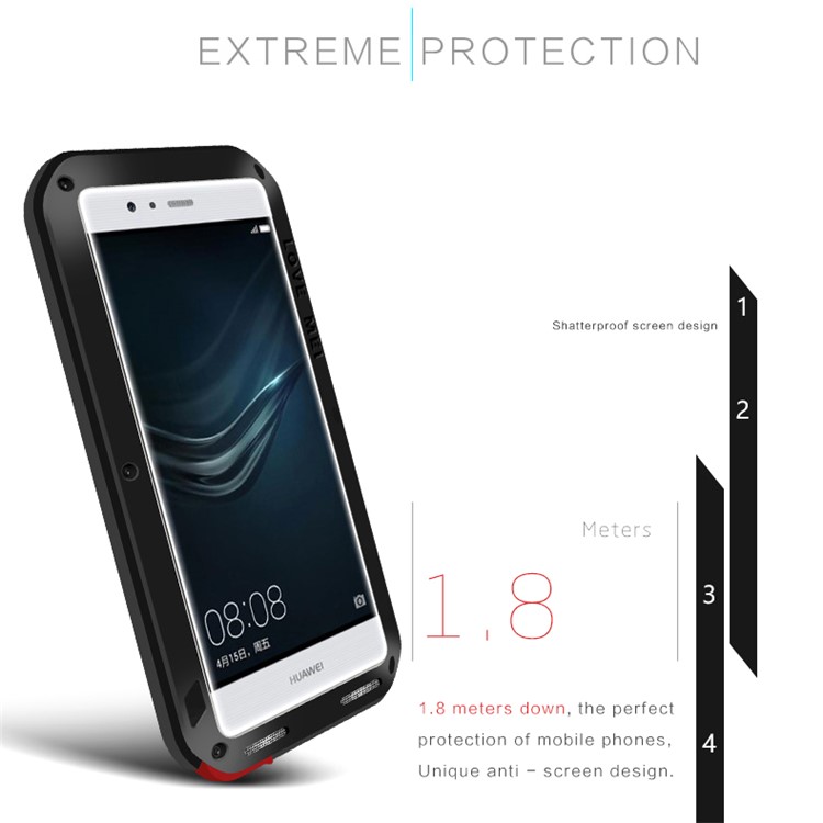 LOVE MEI for Huawei P9 Shockproof Dropproof Dustproof Protection Case - Black-4