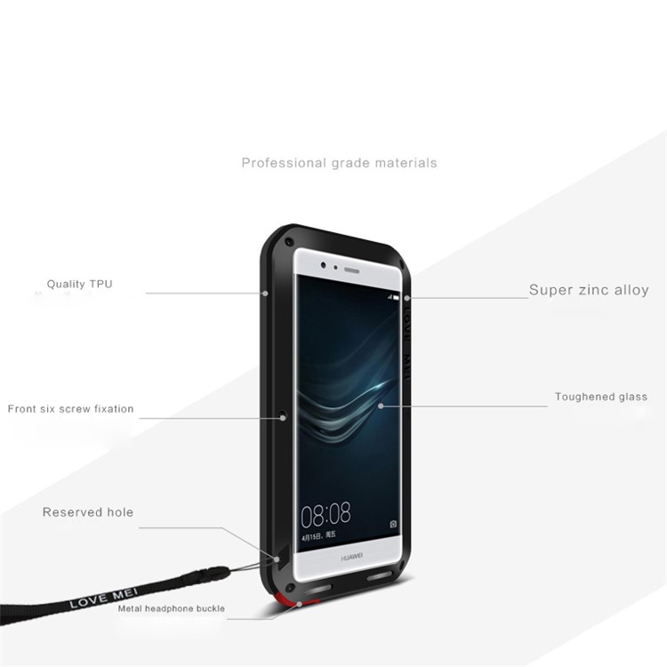 LOVE MEI for Huawei P9 Shockproof Dropproof Dustproof Protection Case - Black-6