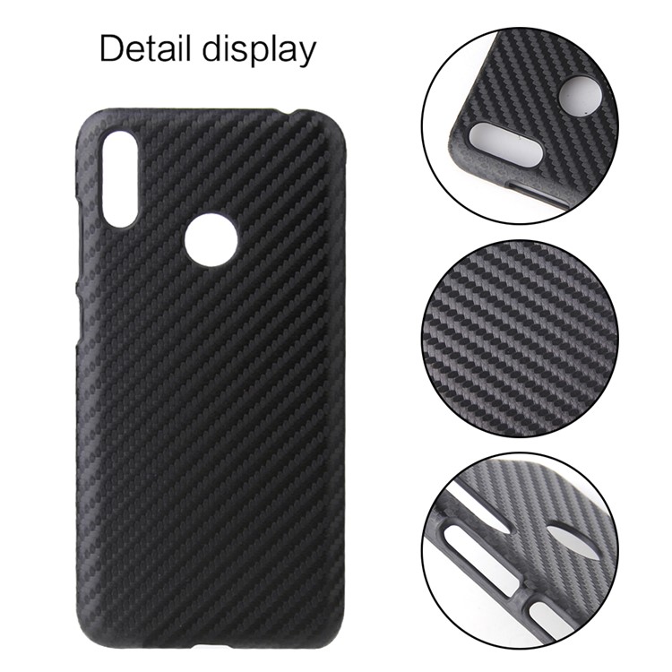 PU Leather Coated Hard Cover for Huawei Y6 (2019) - Carbon Fiber Texture-1