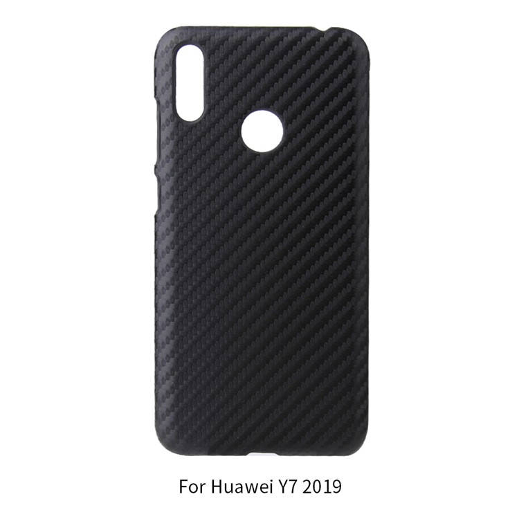 PU Leather Coated Hard Cover for Huawei Y6 (2019) - Carbon Fiber Texture-4