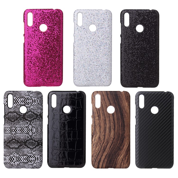 PU Leather Coated Hard Cover for Huawei Y6 (2019) - Carbon Fiber Texture-5