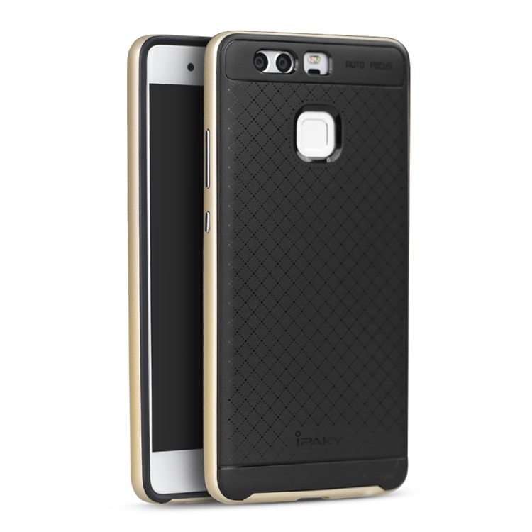 IPAKY 2-teilige PC Stoßstange + TPU Rückenschale Für Huawei P9 - Gold-1