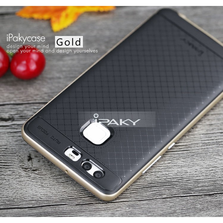IPAKY 2-teilige PC Stoßstange + TPU Rückenschale Für Huawei P9 - Gold-2