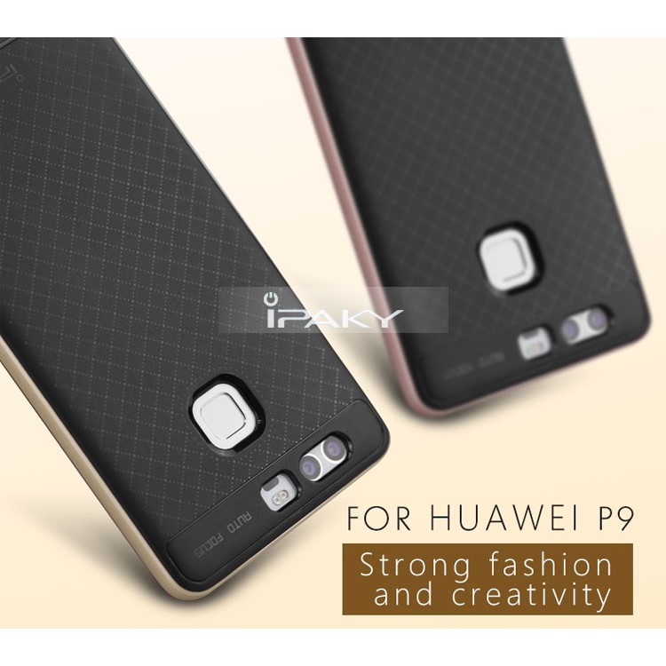 IPAKY 2-teilige PC Stoßstange + TPU Rückenschale Für Huawei P9 - Gold-4
