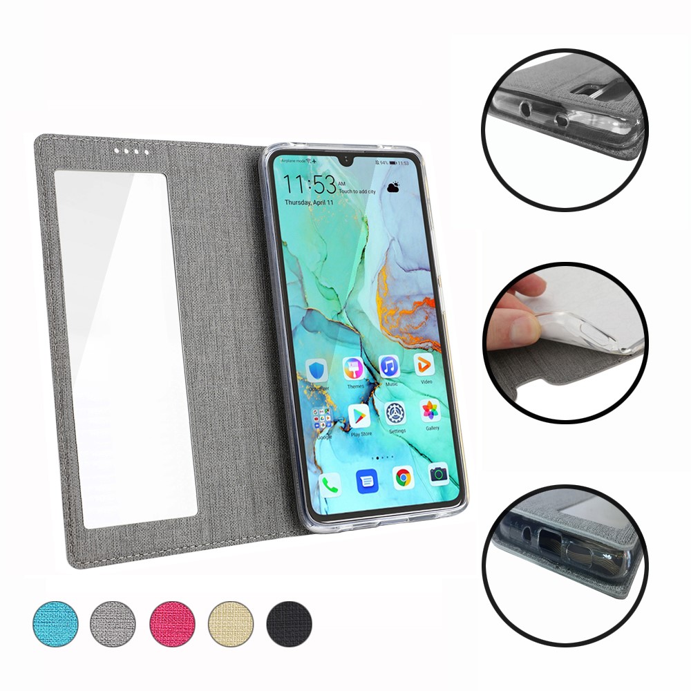 Couverture En Cuir De Téléphone De Secousse De Fenêtre De Texture De Fenêtre De DMX De VILI Avec La Fente De Carte Pour Le Huawei P30 Pro - Gris-11