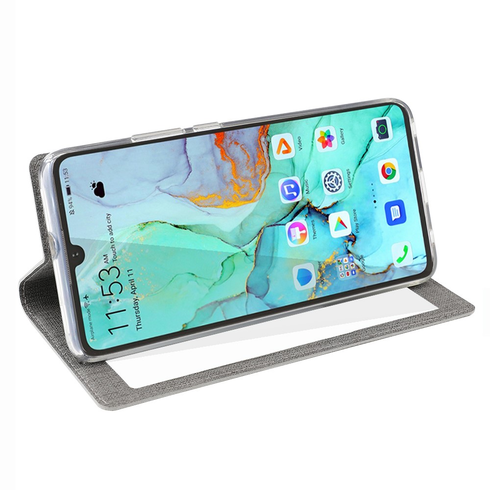Couverture En Cuir De Téléphone De Secousse De Fenêtre De Texture De Fenêtre De DMX De VILI Avec La Fente De Carte Pour Le Huawei P30 Pro - Gris-4