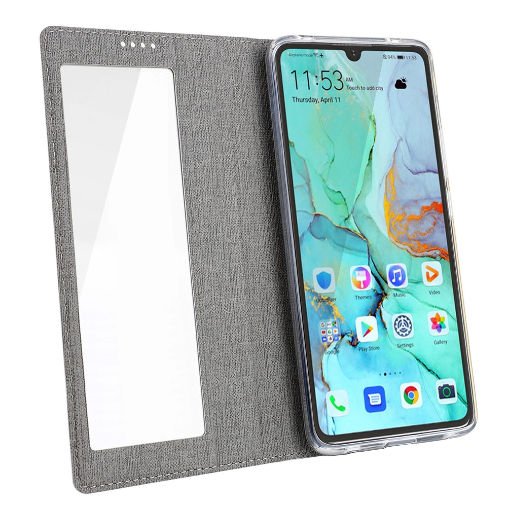 Couverture En Cuir De Téléphone De Secousse De Fenêtre De Texture De Fenêtre De DMX De VILI Avec La Fente De Carte Pour Le Huawei P30 Pro - Gris-8