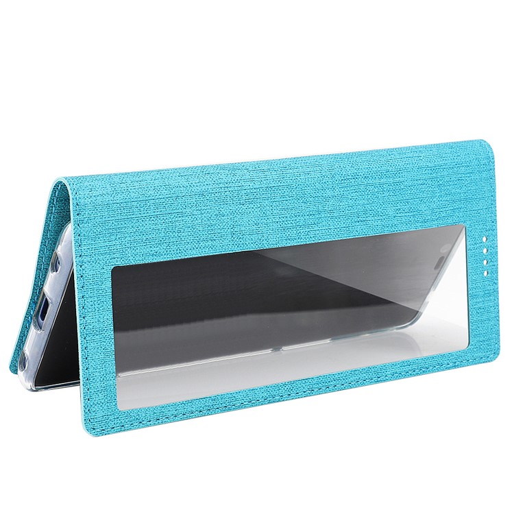 VILI DMX Cruz Vista Da Textura Da Janela De Couro Flip Tampa Do Telefone Com Slot Para Cartão Para Huawei P30 Pro - Azul-6