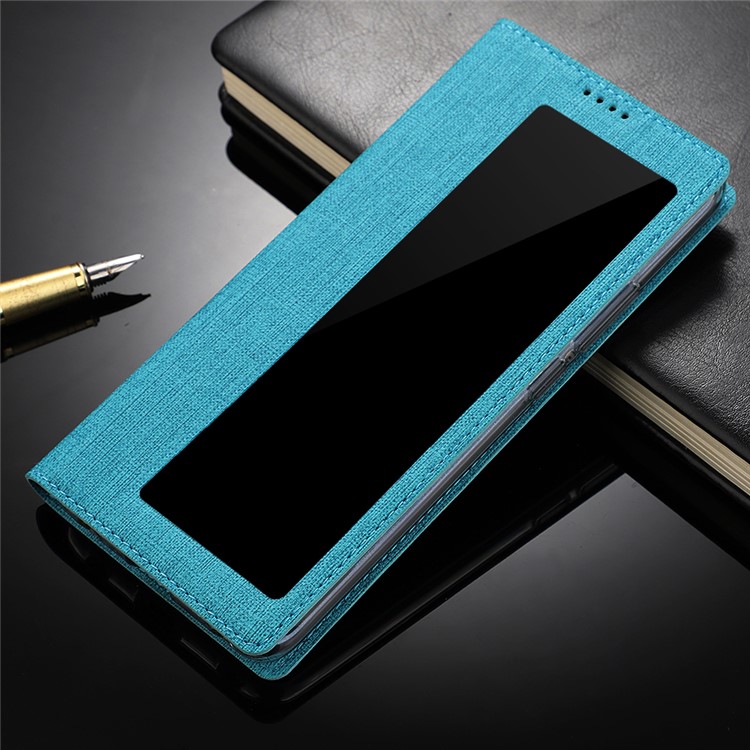 VILI DMX Cruz Vista Da Textura Da Janela De Couro Flip Tampa Do Telefone Com Slot Para Cartão Para Huawei P30 Pro - Azul-8