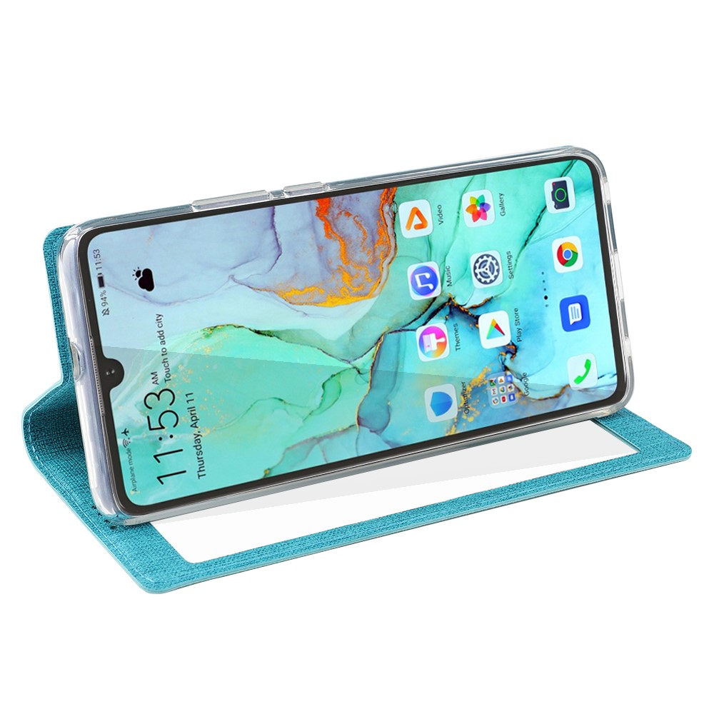 VILI DMX Folding Stand View Window Leather Phone Cover Case for Huawei P30 - Blue-4