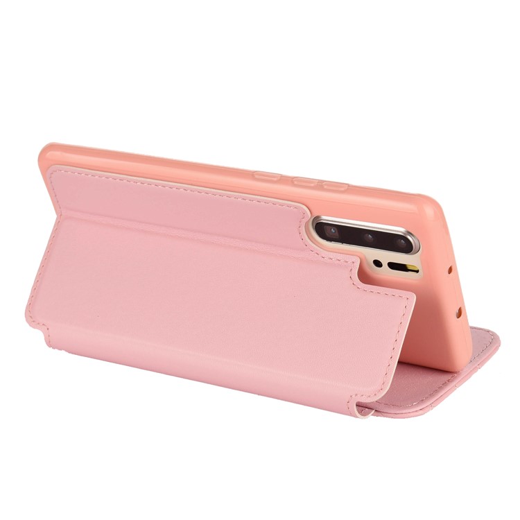 Stitching Rhombus Crown Stand Leather Phone Case Cover with Card Slots for Huawei P30 Pro - Pink-5