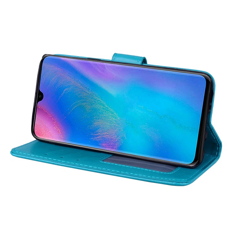 Imprint Heart Flower Wallet Leather Stand Case for Huawei P Smart+ 2019 / Enjoy 9s / Honor 10i / nova 4 lite - Blue-3