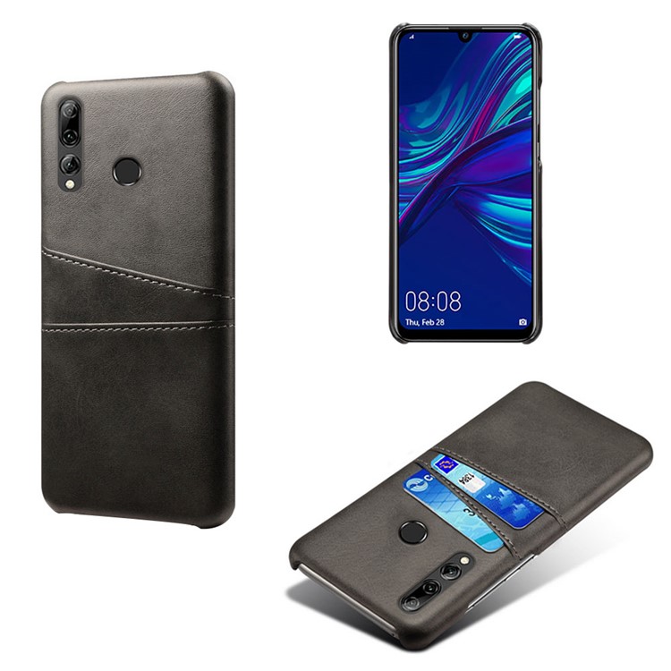 Double Card Slots PU Leather Coated PC Case for Huawei P Smart Plus 2019 / Enjoy 9s - Black-1