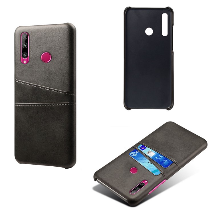 Double Card Slots PU Leather Coated PC Case for Huawei Honor 20i / 10i - Black-2