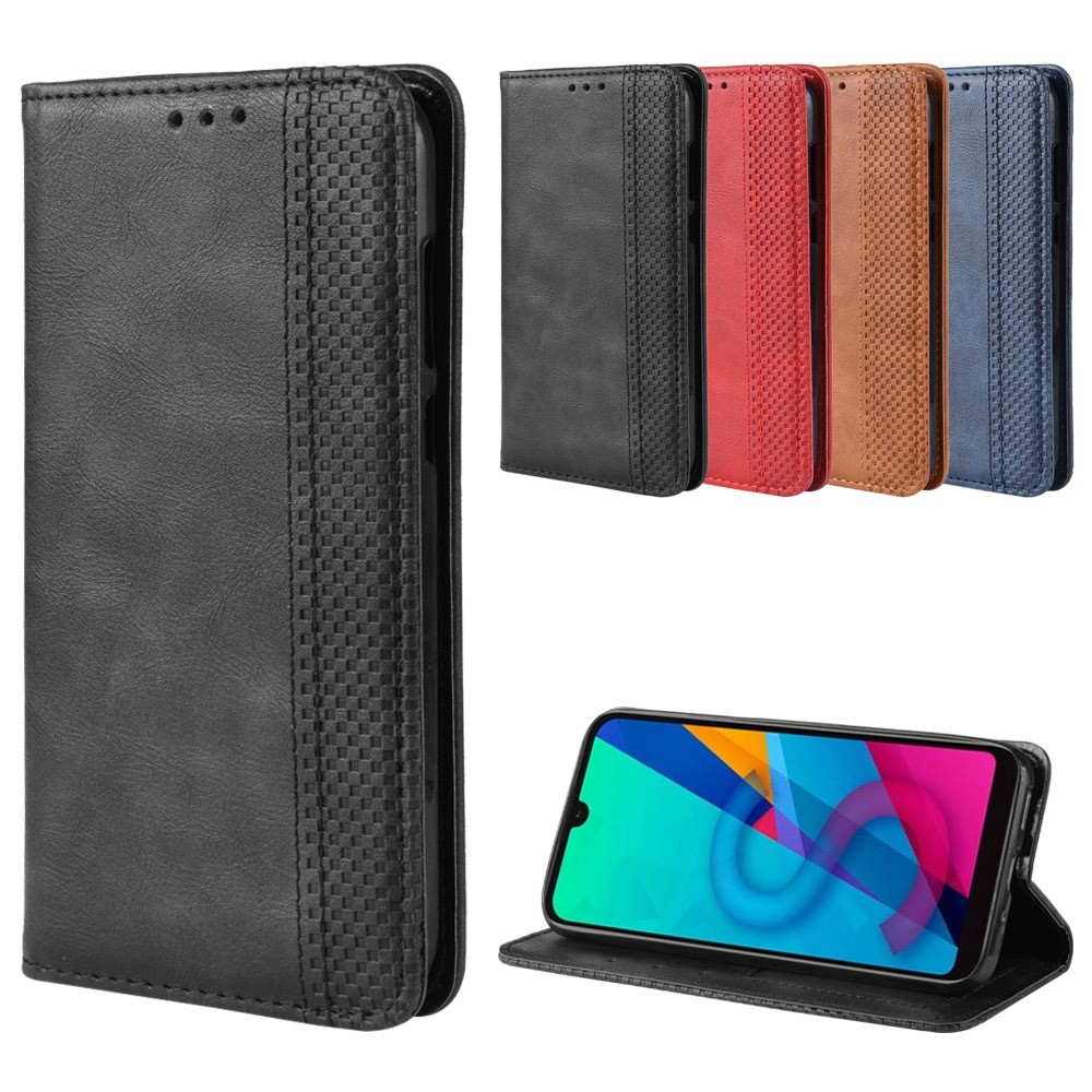 Étui de Portefeuille en Cuir PU de Style Vintage Auto-absorbed Pour Huawei Honor 8s / Y5 (2019) - le Noir