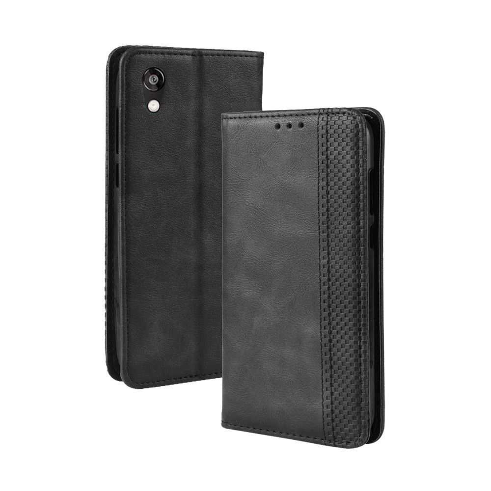 Étui de Portefeuille en Cuir PU de Style Vintage Auto-absorbed Pour Huawei Honor 8s / Y5 (2019) - le Noir