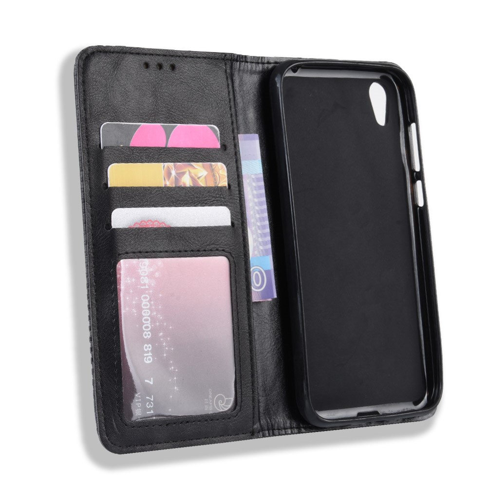 Estuche de Billetera de Cuero PU de Estilo Vintage de Estilo Autoabsorbido Para Huawei Honor 8s / Y5 (2019) - Negro