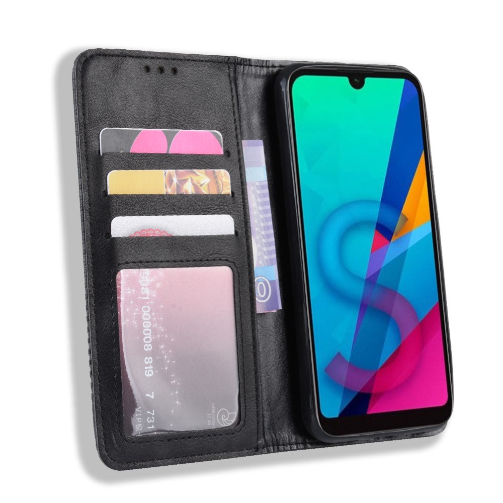 Custodia in Pelle Per PU in Stile Vintage Automatico Per Huawei Honor 8s / Y5 (2019) - Nero