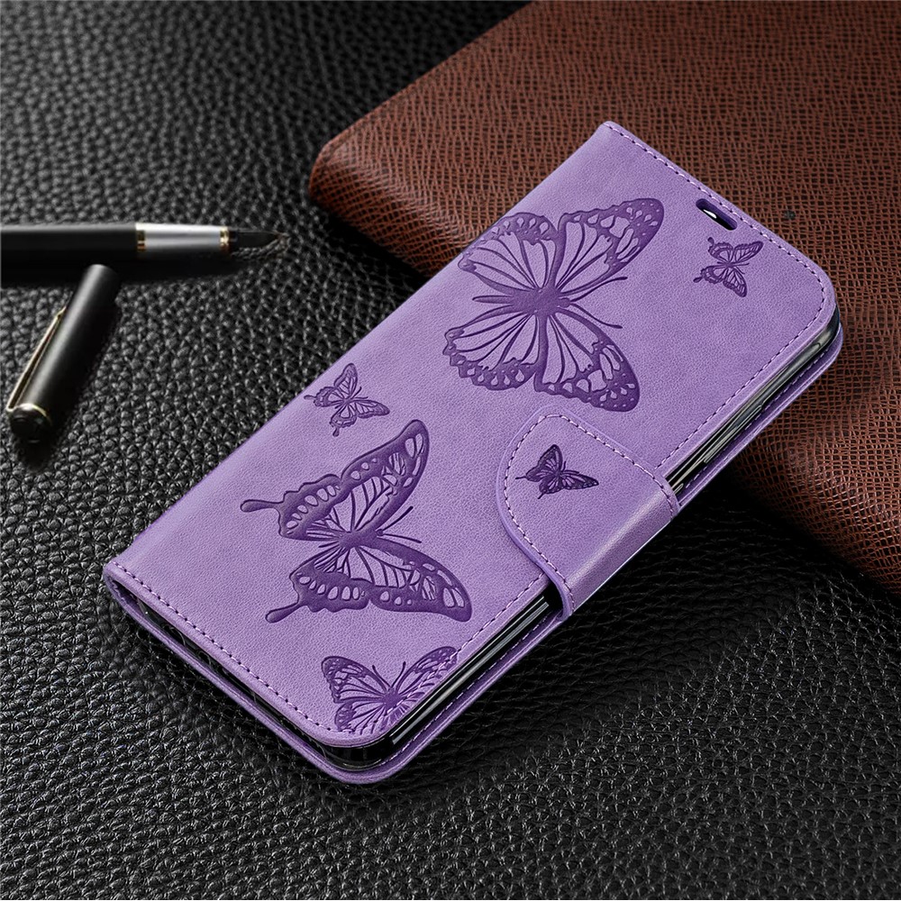 Para Huawei P Inteligente (2019) / Honra 10 Lite PU Couro Impressão Borboletas Caso De Telefone - Roxa-7