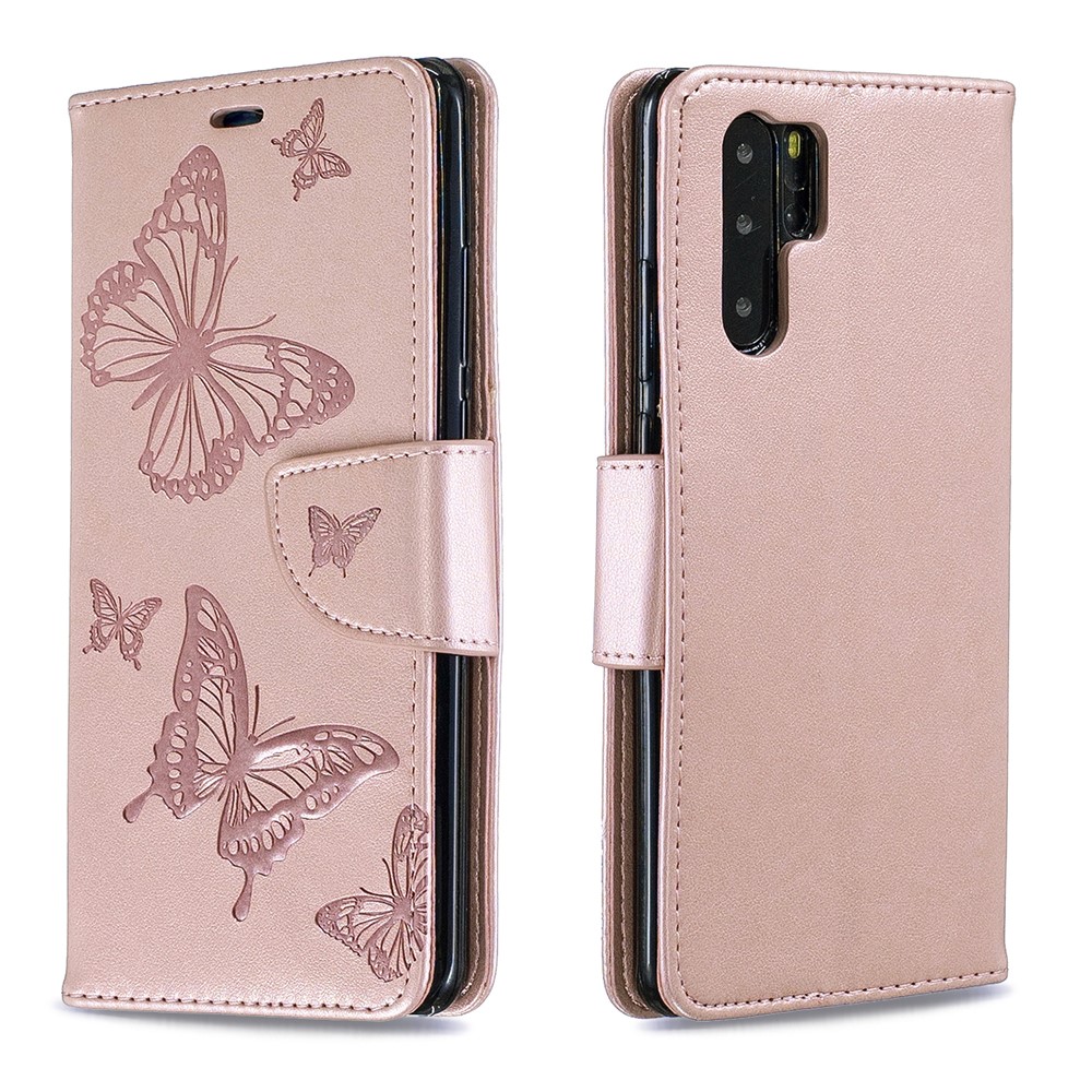 Per Huawei P30 Pro Custodia In Pelle Con Stampa Di Impronte In PU - Rosa-4