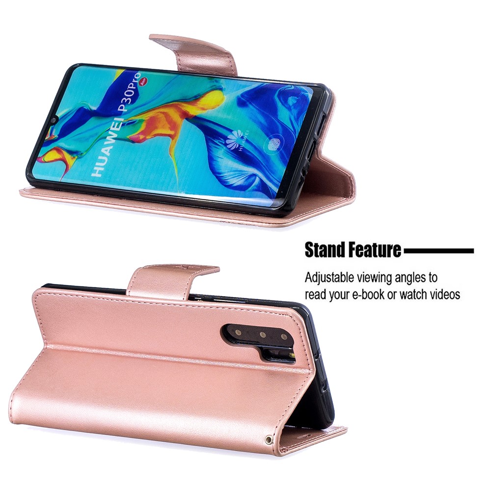 Per Huawei P30 Pro Custodia In Pelle Con Stampa Di Impronte In PU - Rosa-5