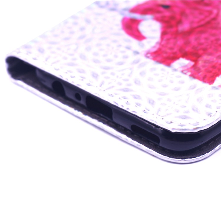 Laser Carving Pattern Printing Wallet Leather Case with Strap for Huawei P Smart (2019) / Nova Lite 3 (Japan) - Elephant-9