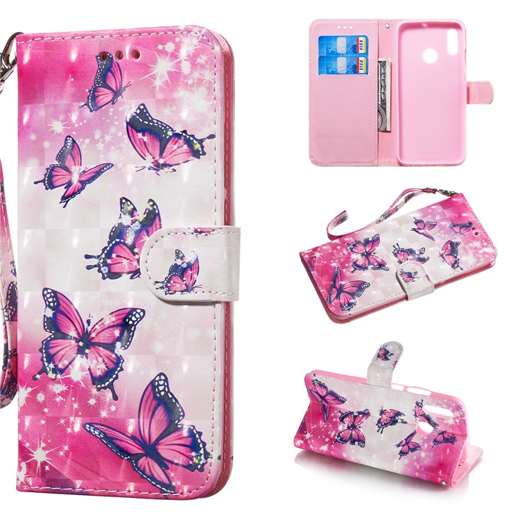 Funda De Cuero Con Estampado Patrón Para Huawei Honor 10 Lite / P Inteligente (2019) - Mariposa-1